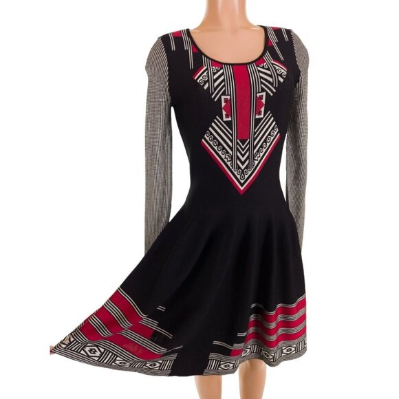 Etro Jacquard Knit Dress Size 44 US 6 Black Multi $925 - Picture 4 of 10